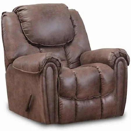 Casual Rocker Recliner with Pillow Top Arms